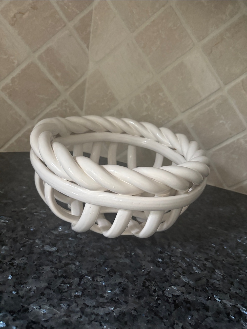 White Ceramic Twisted Rope Bowl - Home Accents